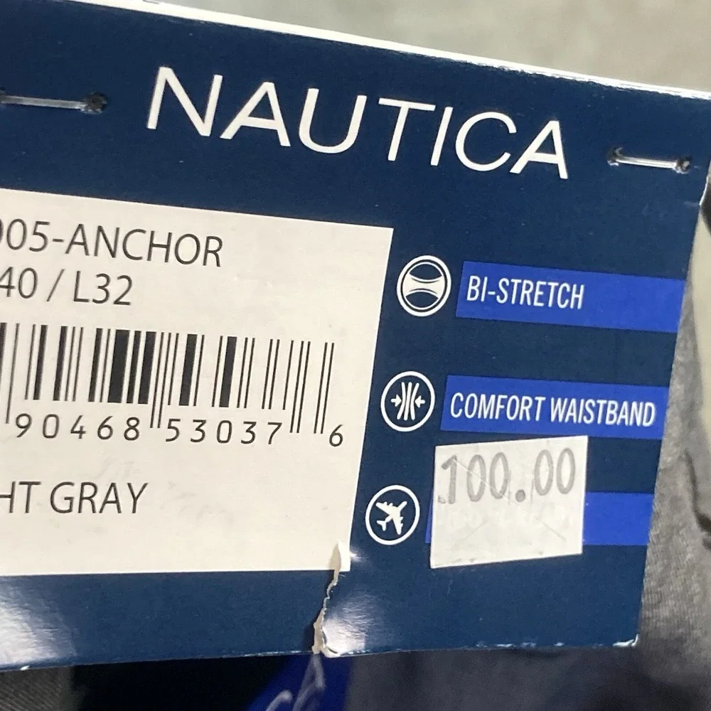 Nautica Mens Pants 40 Gray Stretch Performance Comfort Waistband NWT